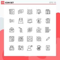 Set of 25 Modern UI Icons Symbols Signs for bulb business location thinking brainstorming Editable Vector Design Elements