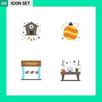 4 User Interface Flat Icon Pack of modern Signs and Symbols of christmas line timepiece christmas game Editable Vector Design Elements