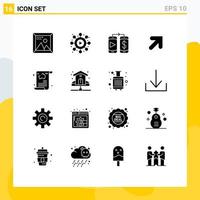 User Interface Pack of 16 Basic Solid Glyphs of travel news mobile blog up Editable Vector Design Elements