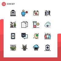 Universal Icon Symbols Group of 16 Modern Flat Color Filled Lines of garden diet energy cafe date Editable Creative Vector Design Elements