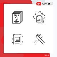 Pack of 4 creative Filledline Flat Colors of data document protect files branch Editable Vector Design Elements