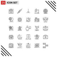 Pictogram Set of 25 Simple Lines of network technology needle download twitter Editable Vector Design Elements