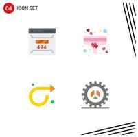 Group of 4 Flat Icons Signs and Symbols for develop arrow page love repeat Editable Vector Design Elements