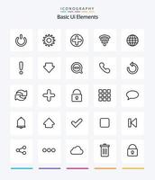 Creative Basic Ui Elements 25 OutLine icon pack  Such As ineternet. globe. sign. world. servics vector