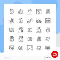 Modern Set of 25 Lines Pictograph of statistics message baby interface communication Editable Vector Design Elements