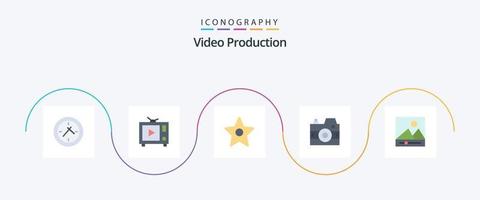 paquete de iconos planos de producción de video 5 que incluye . fotos estrella. medios de comunicación. fotografía vector