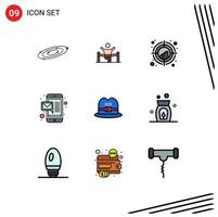 9 iconos creativos signos y símbolos modernos de gráficos de gráficos de líderes de destino de correo electrónico elementos de diseño de vectores editables