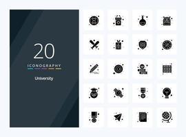 20 University Solid Glyph icon for presentation vector