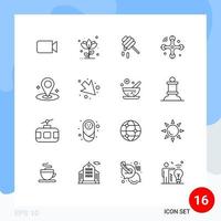 16 Universal Outline Signs Symbols of navigation internet of things rose drone communications Editable Vector Design Elements