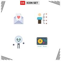 4 paquete de iconos planos de interfaz de usuario de signos y símbolos modernos de habilidades de codificación de correo electrónico desarrollo humano elementos de diseño vectorial editables vector