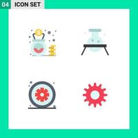 4 User Interface Flat Icon Pack of modern Signs and Symbols of bag asterisk cash chemistry healthcare Editable Vector Design Elements