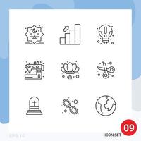 9 Universal Outline Signs Symbols of tailoring sew stats machine knowledge Editable Vector Design Elements