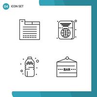 4 Universal Filledline Flat Colors Set for Web and Mobile Applications tab drink web design travel bar Editable Vector Design Elements