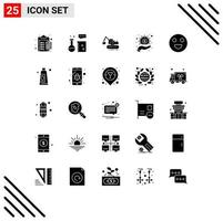 Set of 25 Commercial Solid Glyphs pack for money cash lab equipment business lift Editable Vector Design Elements