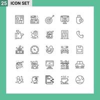 Stock Vector Icon Pack of 25 Line Signs and Symbols for devices technology archery science future Editable Vector Design Elements