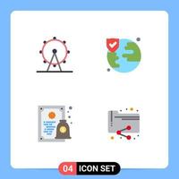 conjunto de pictogramas de 4 iconos planos simples de protección de signos de licencia de vacaciones compartir elementos de diseño vectorial editables vector