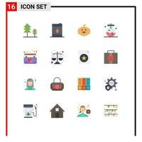16 Universal Flat Color Signs Symbols of justice love usa hanging affection Editable Pack of Creative Vector Design Elements