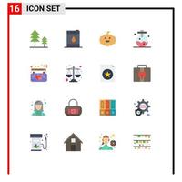 16 Universal Flat Color Signs Symbols of justice love usa hanging affection Editable Pack of Creative Vector Design Elements