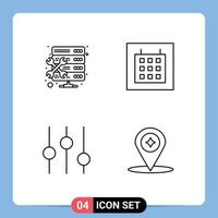 Stock Vector Icon Pack of 4 Line Signs and Symbols for admin tuning setting wireframe compass Editable Vector Design Elements