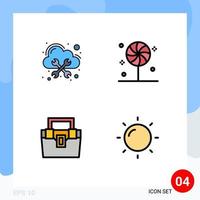 4 Thematic Vector Filledline Flat Colors and Editable Symbols of database box cloud halloween material Editable Vector Design Elements