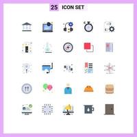 Flat Color Pack of 25 Universal Symbols of management development gear develop direction Editable Vector Design Elements