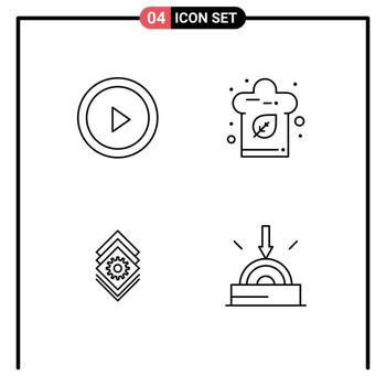 Concepto de 4 líneas para sitios web Paquete de interfaz de aplicaciones y móviles Elementos de diseño vectorial editables para negocios de cocina de cocina vector