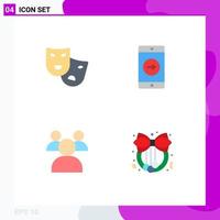 paquete de iconos de vector de stock de 4 signos y símbolos de línea para máscaras estudiantes mardi gras elementos de diseño de vector editables de navidad móvil