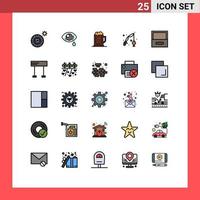 Set of 25 Modern UI Icons Symbols Signs for cabinet hobby beer hobbies fish Editable Vector Design Elements