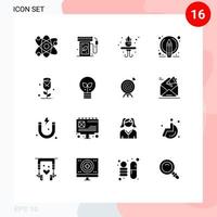 conjunto de 16 iconos de interfaz de usuario modernos símbolos signos para amor flor hogar lápiz editar elementos de diseño vectorial editables vector