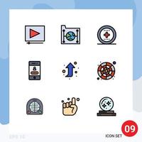 conjunto de 9 iconos de interfaz de usuario modernos signos de símbolos para acceso de contraseña de elemento de seguridad hacia adelante elementos de diseño vectorial editables vector