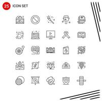 25 iconos creativos signos y símbolos modernos del documento de página traje de acción de campamento elementos de diseño vectorial editables vector