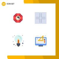 4 Flat Icon concept for Websites Mobile and Apps mirror creative chinese signs idea Editable Vector Design Elements