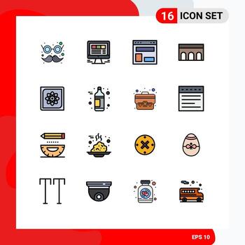 Stock Vector Icon Pack of 16 Line Signs and Symbols for historic architecture web arch website Editable Creative Vector Design Elements