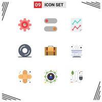 Modern Set of 9 Flat Colors and symbols such as case briefcase data disk cd Editable Vector Design Elements