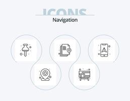 Navigation Line Icon Pack 5 Icon Design. location. building. location. bank. map vector