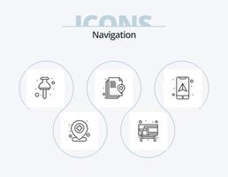 paquete de iconos de línea de navegación 5 diseño de iconos. localización. edificio. localización. banco. mapa vector