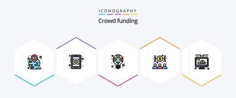 Crowdfunding 25 FilledLine icon pack including money. charity. profit. money. capitalist vector