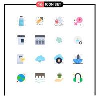 Set of 16 Vector Flat Colors on Grid for communication medicine birthday medical power Editable Pack of Creative Vector Design Elements