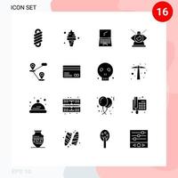 Group of 16 Modern Solid Glyphs Set for providence modern computer eye mobile Editable Vector Design Elements