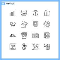 Set of 16 Modern UI Icons Symbols Signs for innovation shopping clover ecommerce plant Editable Vector Design Elements