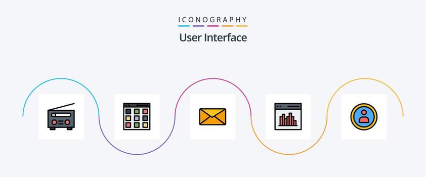 User Interface Line Filled Flat 5 Icon Pack Including interface. coding. user. app. user vector