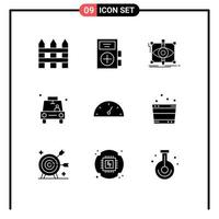 9 Thematic Vector Solid Glyphs and Editable Symbols of pin gps medicine car sketching Editable Vector Design Elements