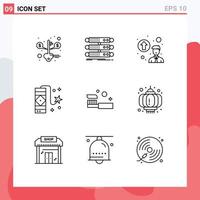 Universal Icon Symbols Group of 9 Modern Outlines of bathroom firework data firecracker carnival Editable Vector Design Elements