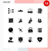 User Interface Pack of 16 Basic Solid Glyphs of intersect divide device mobile social Editable Vector Design Elements