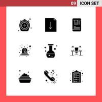 Pack of 9 creative Solid Glyphs of flask siren mobile red emergency Editable Vector Design Elements