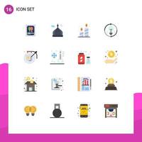 Pictogram Set of 16 Simple Flat Colors of refresh light pray idea party Editable Pack of Creative Vector Design Elements