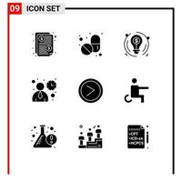 Modern Set of 9 Solid Glyphs and symbols such as right arrow business user interface ui Editable Vector Design Elements