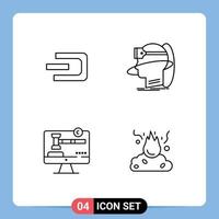 Pack of 4 creative Filledline Flat Colors of dash vr crypto currency reality copyright Editable Vector Design Elements