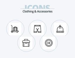 paquete de iconos de línea de ropa y accesorios 5 diseño de iconos. vestir. vestir. equipaje. accesorios. cámping vector