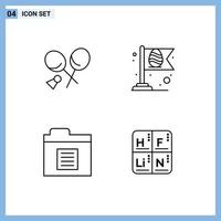 Set of 4 Modern UI Icons Symbols Signs for badminton files spring egg periodic Editable Vector Design Elements